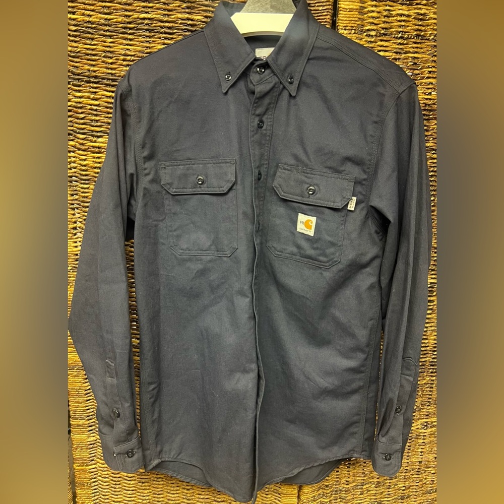 Carhartt-‎ Flame Resistant Navy Blue Twill button up